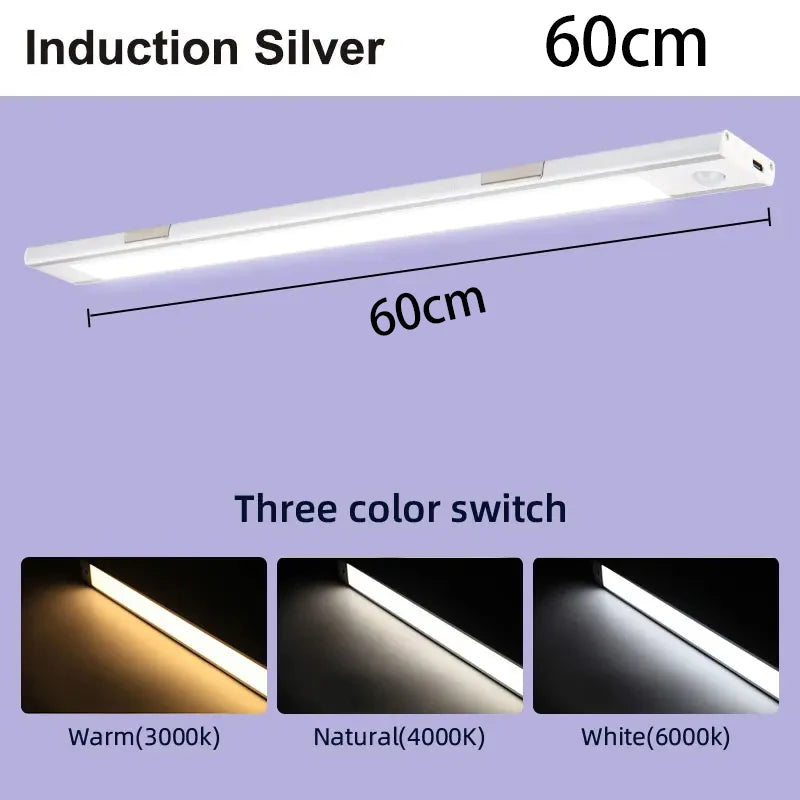 Motion Sensor Cabinet Lights Dimmable LED Night Light Wireless USB Rechargeable Led Tube Light for Wardrobe 3Colors Night Lamp